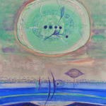 JUNKO FRANK, Surrealist Horizon with Green Sphere, 1970