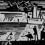 LYONEL FEININGER, Three Figures with Umbrellas, ca. 1954