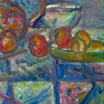 PINCHUS KRÉMÈGNE, Still Life with Basket, Jug and Fruits, circa 1948