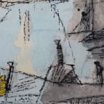 LYONEL FEININGER, Three Figures with Umbrellas, ca. 1954