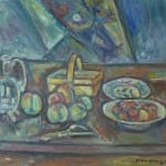 PINCHUS KRÉMÈGNE, Still Life with Basket, Jug and Fruits, circa 1948