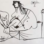 PABLO PICASSO, Caricature of General de Gaulle and Two Women, from: Series 347| Caricature du général de Gaulle et deux...