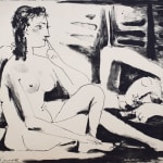 PABLO PICASSO, Caricature of General de Gaulle and Two Women, from: Series 347| Caricature du général de Gaulle et deux...
