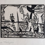 LYONEL FEININGER, Three Figures with Umbrellas, ca. 1954