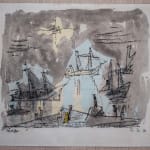LYONEL FEININGER, Three Figures with Umbrellas, ca. 1954