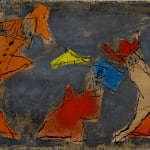 LYONEL FEININGER, Three Figures with Umbrellas, ca. 1954