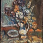PINCHUS KRÉMÈGNE, Still Life with Basket, Jug and Fruits, circa 1948