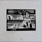 LYONEL FEININGER, Three Figures with Umbrellas, ca. 1954