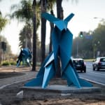 Gerardo Hacer monumental sitting rabbit with folded steel in California