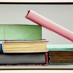 painting of colorful stacked books