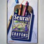 installation oil painting by Ben Steele crayons seurat label available at Gilman Contemporary