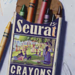 oil painting by Ben Steele crayons seurat label available at Gilman Contemporary