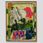 Thai Mainhard ramed floral and abstract painting green leaves available at Gilman Contemporary