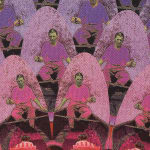 detatil - dana hart-stone circular painting vintage photos rowing available at gilman contemporary
