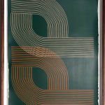 kelly ording line paintings dark green yellow orange lines
