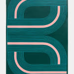 an abstract linework in teal and pink