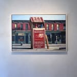 installation oil painting by ben steele crayons and sidewalk town scene in style of Hopper available at Gilman Contemporary