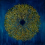 Mayme kratz resin with natural elements on panel blue and greengilman contemporary