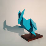 small folded steel rabbit leaping by Gerardo Hacer