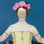 John Westmark detail of female torso and head with pink floral chaplet