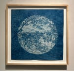 Dora Somosi Hand printed cyanotype with embroidery image of moon and tree branches