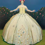 John Westmark painting with sewing patterns female in full skirt majestic deep blue sky purchase Gilman Contemporary
