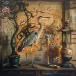 Jason Wheatley oil painting sun valley bird and monkey asian screen
