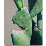 painting of a cactus on raw linen