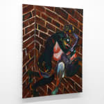 abstract painting of two people wrestling