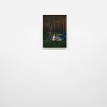 painting of two women in a pond in a forest