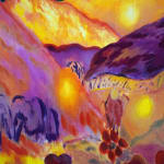 abstract painting of mountains
