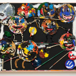 abstract painting of smiley faces
