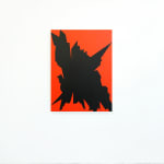 hard edge abstract painting in red and balck