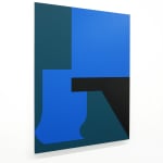hard edge abstract painting in blue