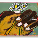 painting of a hand holding flowers