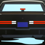painting of the rear of a car