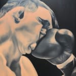 painting of a boxer getting punched in the face