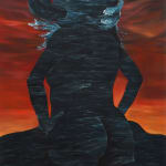 painting of a woman made out of cracking rocks