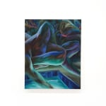 abstract painting of legs by a pool of water