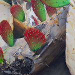 painting of a half-burnt cactus