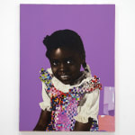 paper collage of a young child on a purple background