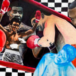 painting of a boxing match by Landon Pointer