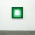 green fabric light hung on wall