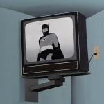 painting of a tv playing a batman episode