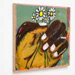 painting of a hand holding flowers