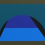 abstract painting of blue and green tunnels