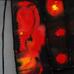 Abstract fabric work, red and black
