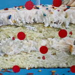 painting of a birthday cake with sprinkles