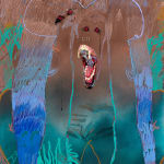 abstract painting of a monkey