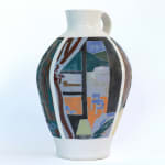 painted ceramic vase with windows and bedroom scenes